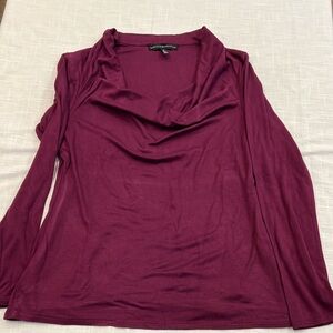 White House Black Market Burgundy Cowl Neck Top